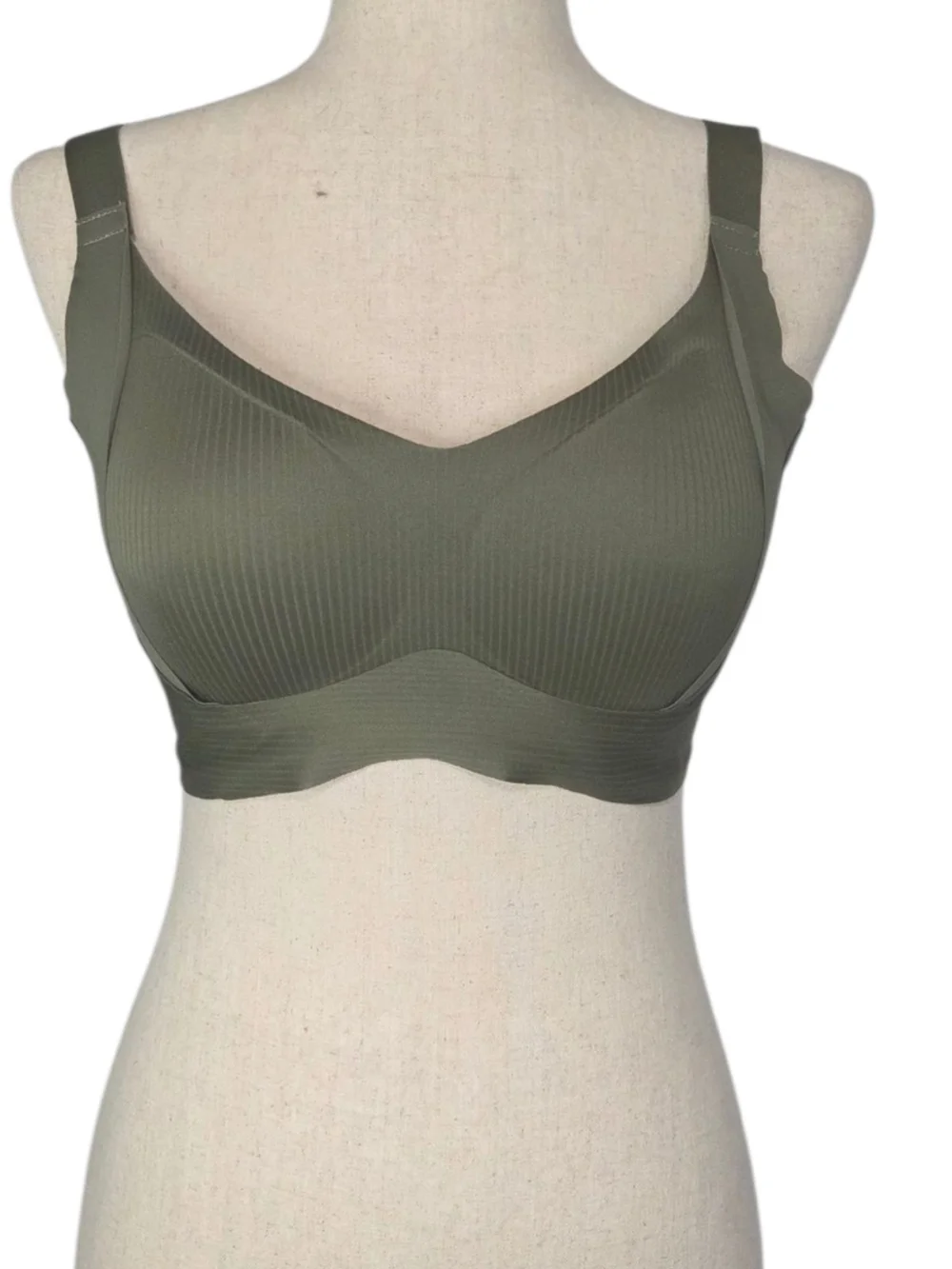 Olive Green Padded Bra Large Adjustable Straps Full Coverage Support NWOT